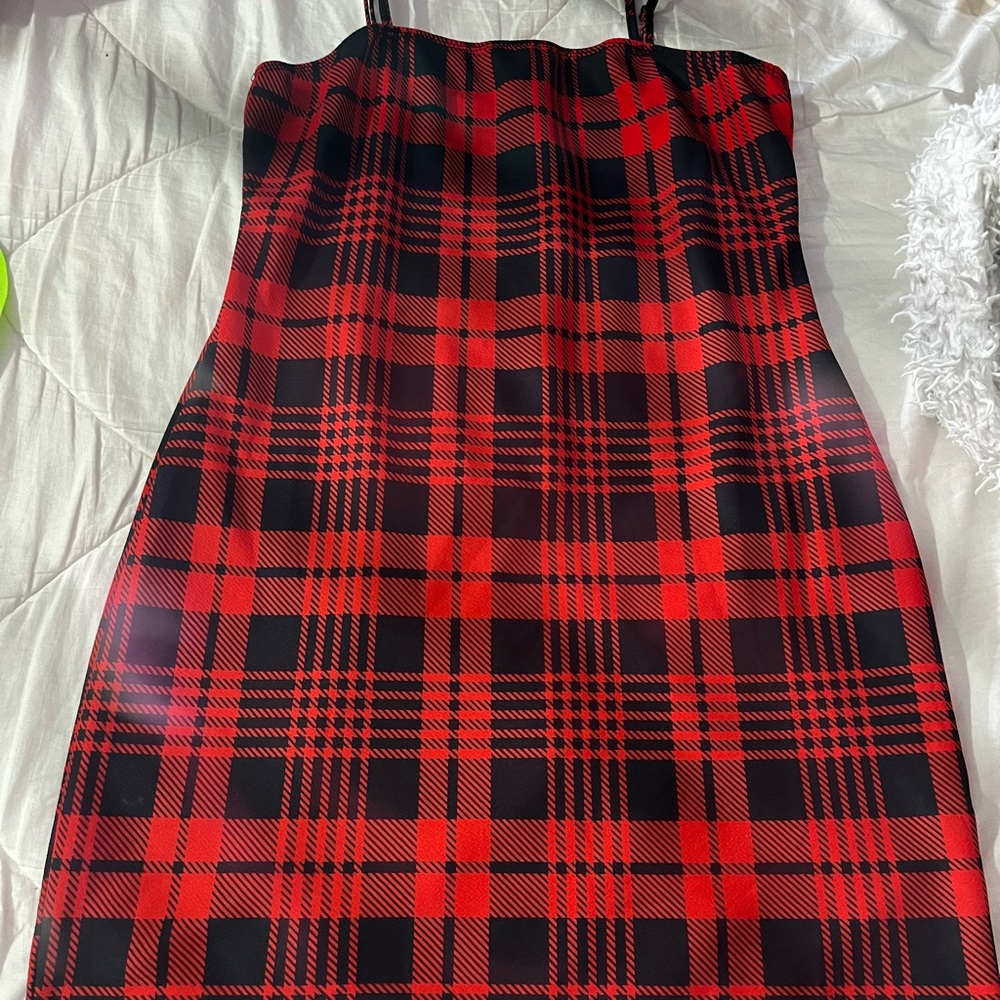 Red and Black Plaid Dress